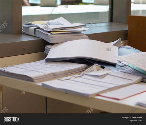 Pile Document On Desk Image And Photo Free Trial Bigstock
