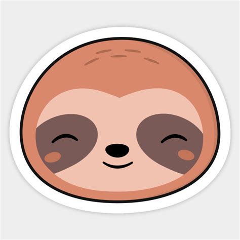 Kawaii Cute Sloth Face Cute Sloth Sticker Teepublic