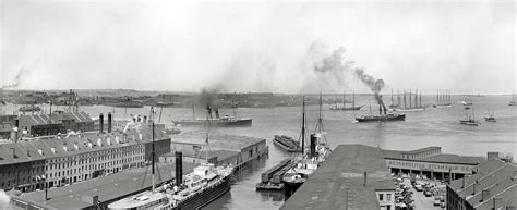 Boston Massachusetts Circa 1906 Boston Harbor And Waterfront