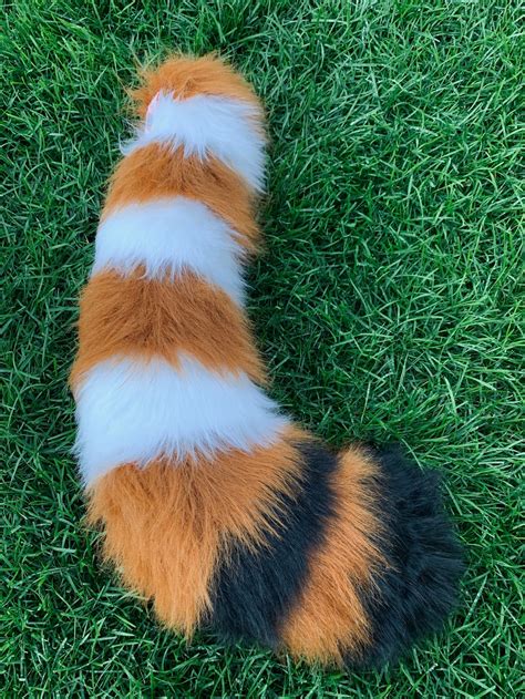 Curvy Red Panda Fursuit Tail Curved Striped Furry Tail Red Etsy Hong Kong