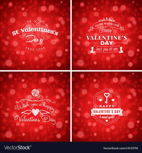 Set Of Valentines Day Greeting Cards Or Poster Vector Image