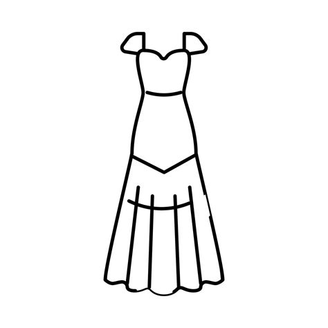 Drop Waist Wedding Dress Line Icon Vector Illustration 19574073 Vector