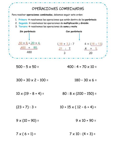 Operaciones Combinadas Ficha Interactiva Y Descargable Puedes Hacer