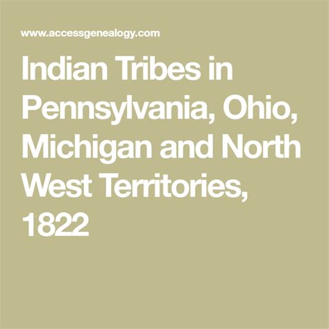 Indian Tribes In Pennsylvania Ohio Michigan And North West