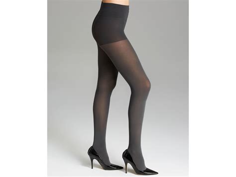 dkny opaque coverage control top tights in gray lyst