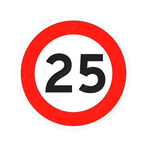 Premium Vector Speed Limit 25 Round Road Traffic Icon Sign Flat Style