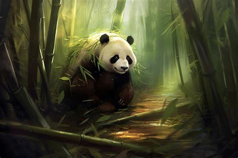 Premium Ai Image Bamboo Forest Panda 3d Generative Ai