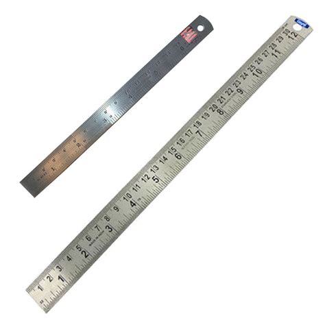 12” And 6” Ruler Set Stainless Steel Metal Straight Ruler Scale Double