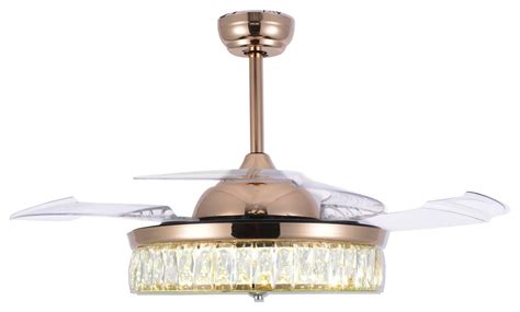 Decorative Gold Drum Ceiling Fan With Light And Remote Foldable Blade