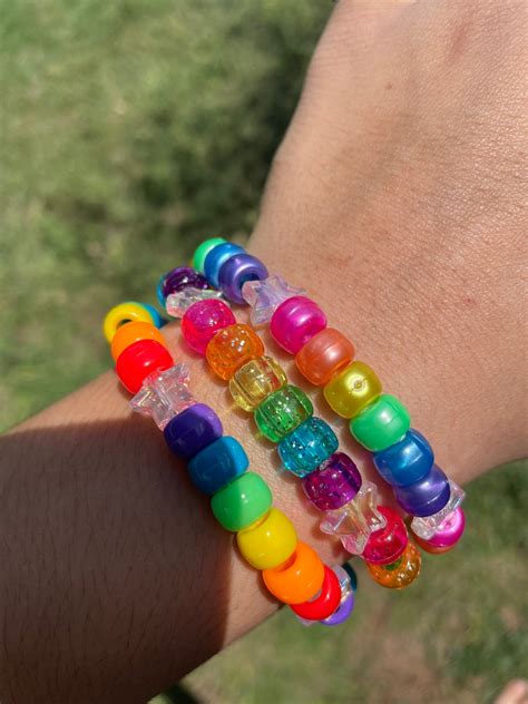 Glitter Rainbow Kandi Beaded Bracelets Etsy