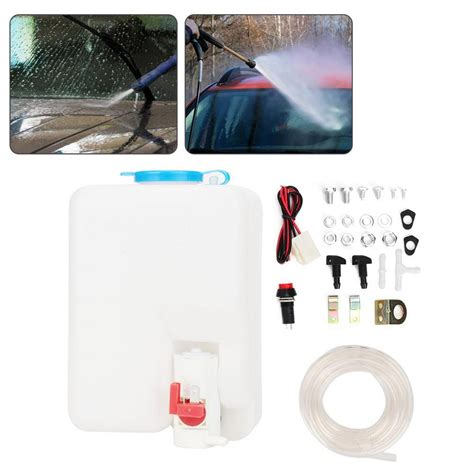 Tebru Windshield Wiper Reservoiruniversal Washer Kit Cleaning Pump 12v