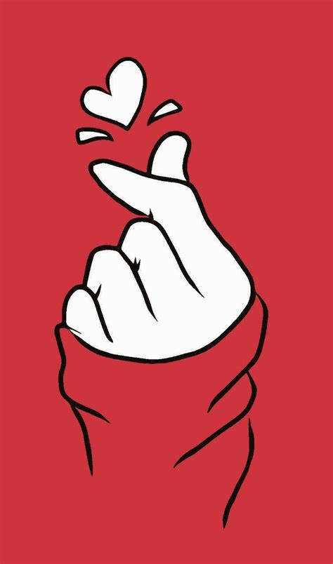 Download Red Aesthetic Korean Finger Heart Wallpaper
