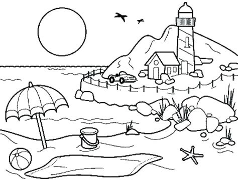 Summer Beach Coloring Pages For Kids At Free