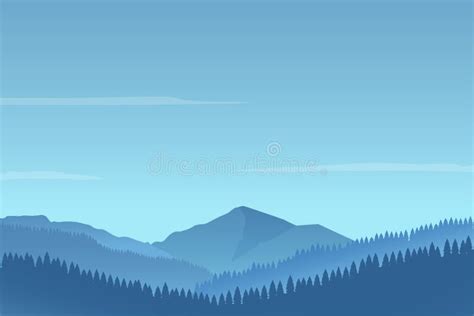 Foggy Mountain Landscape Vector Illustration Stock Vector