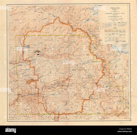Topographic Map Of Yosemite National Park And Vicinity 1909 Stock Photo