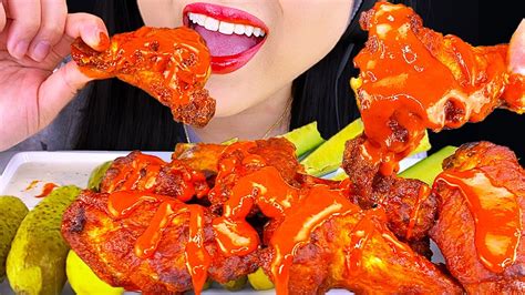 Asmr Fried Chicken Truffle Hot Sauce Air Frying Hot Wings Mukbang Asmr Phan Youtube