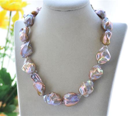 Huge Mm Lavender Baroque Keshi Pearl Necklace In Chain Necklaces From Jewelry