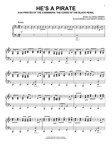 Download and buy printable sheet music online at jw pepper. He's A Pirate | Sheet Music Direct