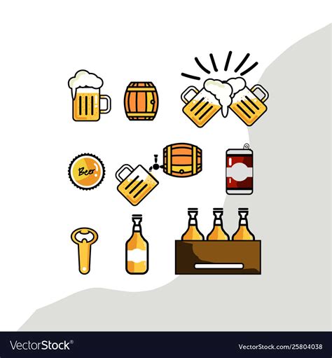 beer icons set minimalistic flat design royalty free vector