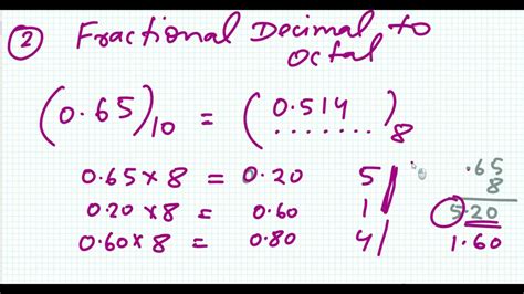 4fractional Decimal To Octal Conversion Number System Youtube