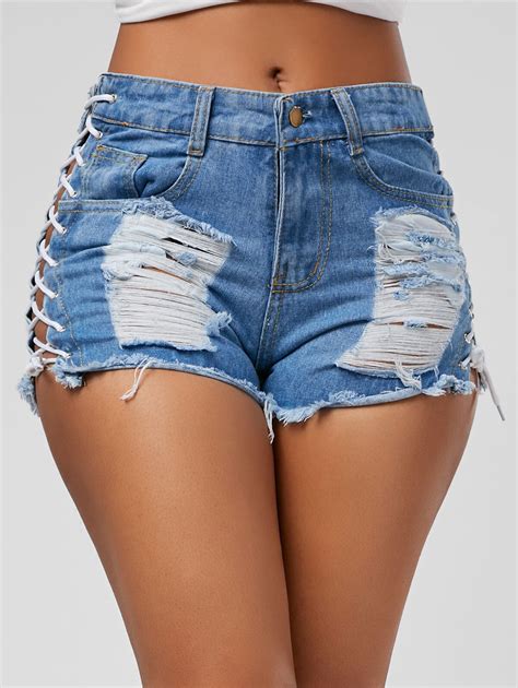 2019 Women Bandage Shorts Jeans High Waisted Denim Shorts Women New