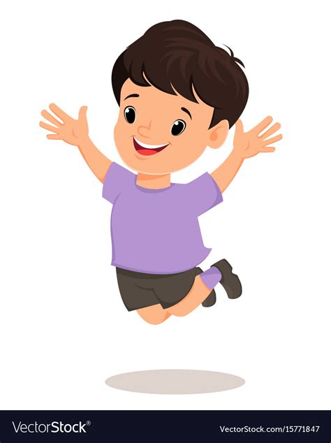 Smiling Boy Makes A Jump Pretty Cartoon Character Vector Image