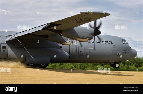 An Air Force C 130 Hercules Lands At The Firebird Assault Landing Strip