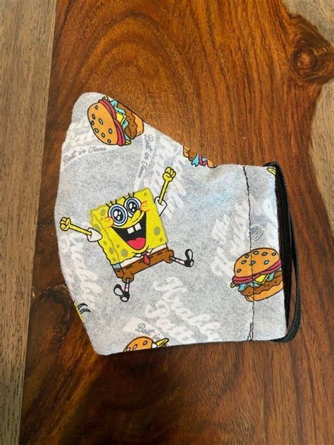 Kids Spongebob Krabby Patty Face Mask With Filter Pocket Etsy