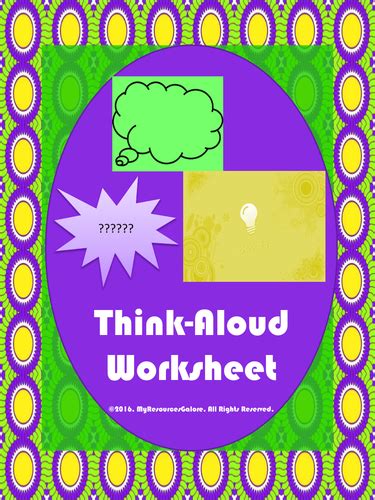 Think Aloud Worksheet Teaching Resources