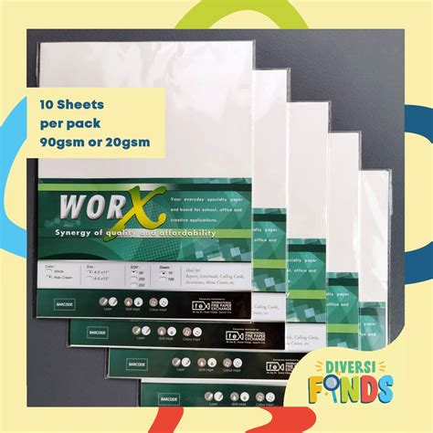 1pack Worx Specialtyboard Paper 90180200250 Gsm White Pale Cream