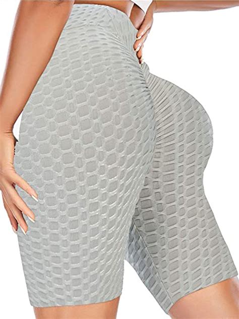 Sayfut Butt Lifting Yoga Shorts For Women High Waisted Tummy Control Workout Shorts Textured