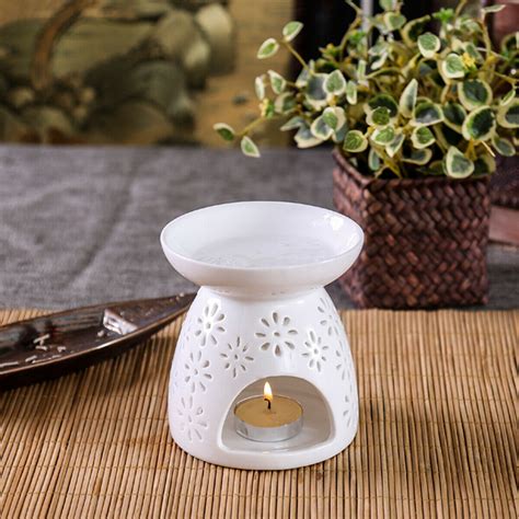 Ceramic Wax Melt Warmer Oil Burner Tealight Candle Holder Daisy Cut Out