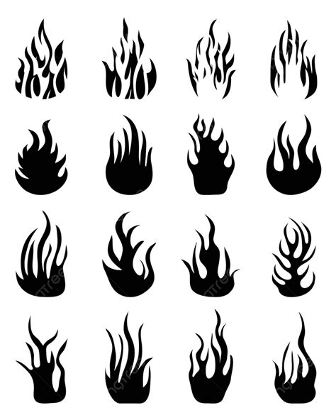 Silhouettes Of Fire Flames Wildfire Icon Symbols Silhouette Vector