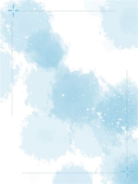 Dibujado A Mano Completo Borde Minimalista Fondo Acuarela Azul Blue
