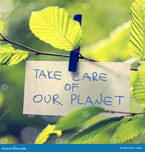 Take Care Of Nature Sign In The Forest Stock Photography