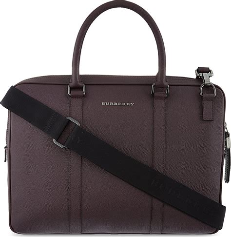 Burberry Newburg Leather Laptop Bag In Purple For Men Deep Claret Lyst