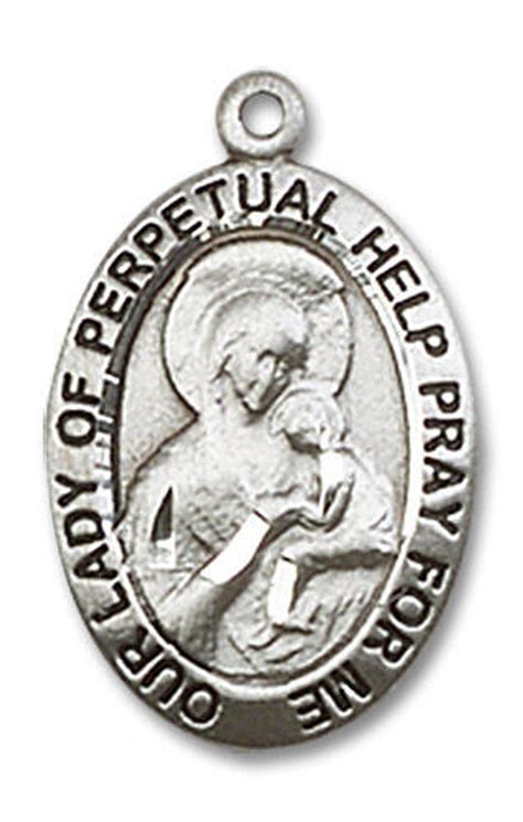 Our Lady Of Perpetual Help Medal Sterling Silver 34 X 12 Oval