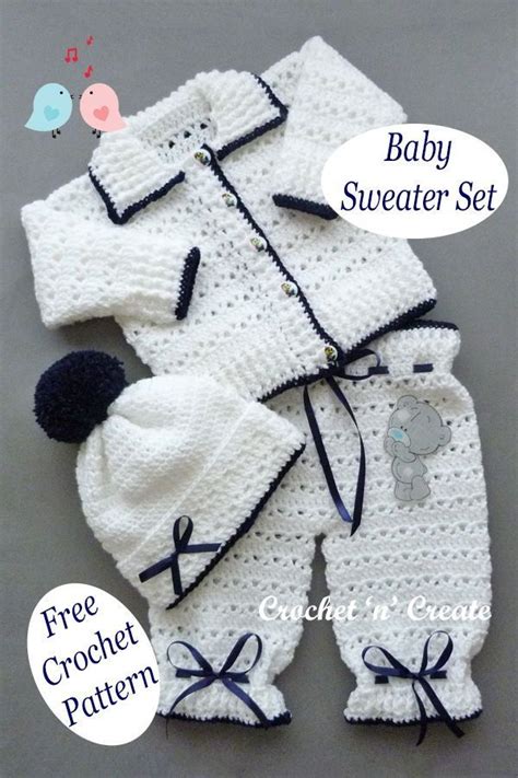 Crochet Baby Sweater Set Free Crochet Pattern Crochet Baby Sweater