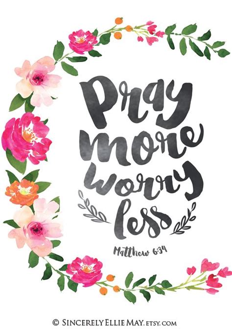 Christian Scripture Wall Art Pray More Worry Less Bible Verse Etsy