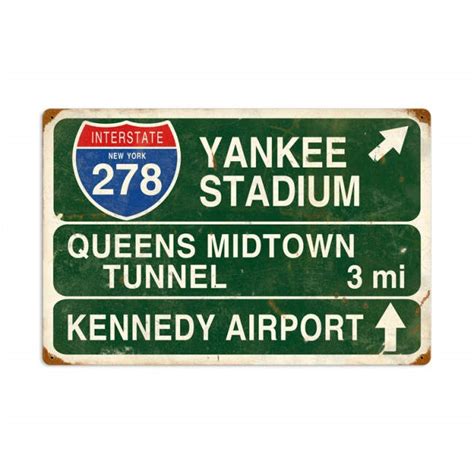 Metal Sign New York Interstate 278 Yankees Queens Etsy