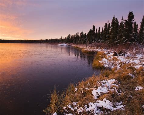 Yukon Sunrise On A Frozen Lake Wallpaper Preview