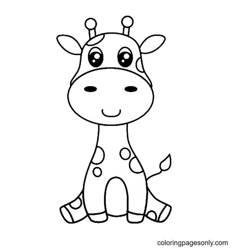 Cute Cartoon Giraffe Coloring Page Free Printable Coloring Pages