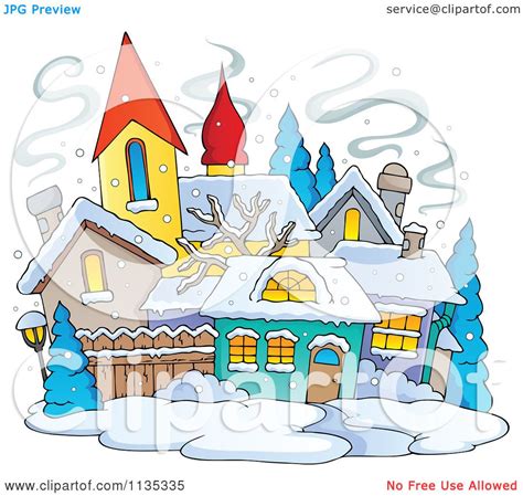 Snowy Village Clipart