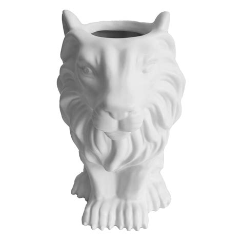 Ceramic Lion Vase Planter Large Lion Figurine Statue White Etsy