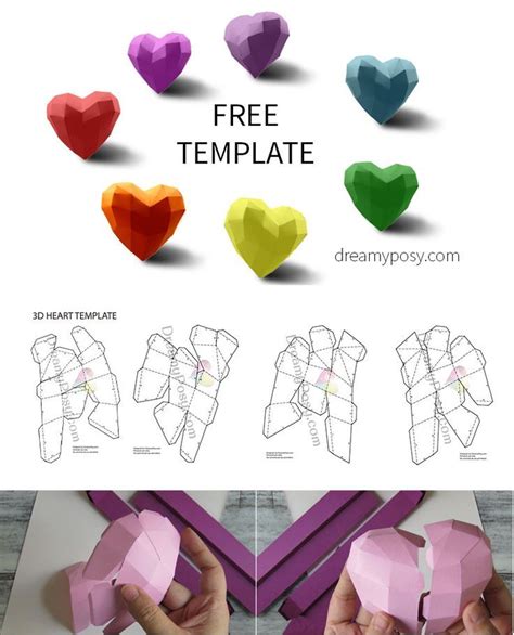 2 Easy Ways To Make Paper 3d Hearts Free Template Paper Crafts