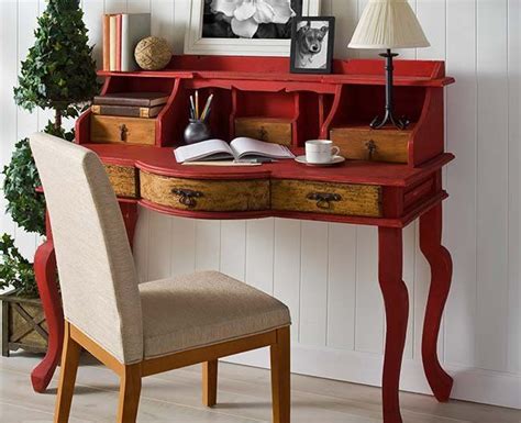 Upcycled Red Writing Desk Using Folkart Home Decor Chalk Paint