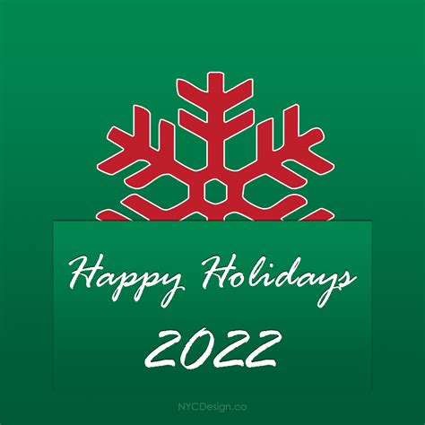Holiday Card 2022 Free Printable Green Card Red Snowflake
