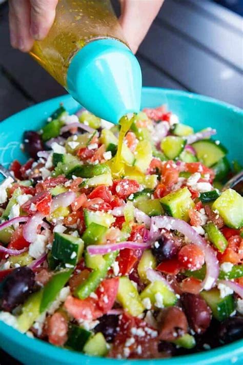 Greek Salad With Homemade Greek Salad Dressing The Kitchen Magpie