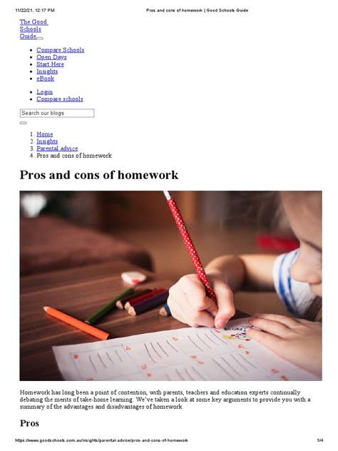 Pros And Cons Of Homework Good Schools Guide Pdf Homework Learning