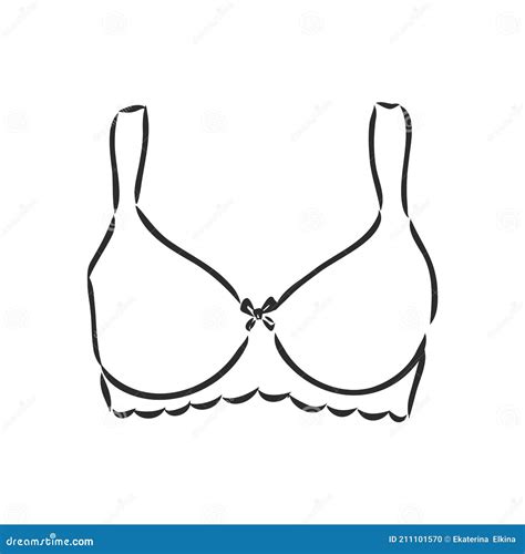 Hand Drawn Women S Bra Sketch Symbol Isolated On White Background Vector Lacy Bra In Trendy